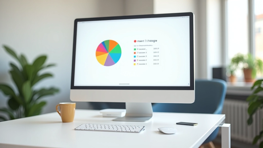 Écran montrant un graphique en camembert avec catégories de budget familial codées par couleur : alimentation, logement, transport
