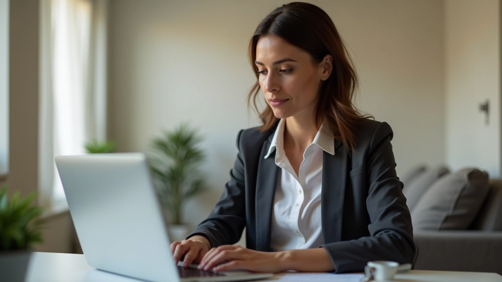 Personne regardant un tableau de bord budgétaire sur son ordinateur portable, environnement de bureau moderne avec café à proximité